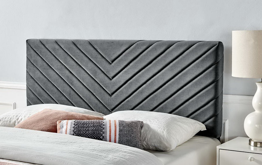 Jute Angular Channel Tufted Performance Velvet King / California King Headboard in Charcoal