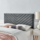 Jute Angular Channel Tufted Performance Velvet King / California King Headboard in Charcoal