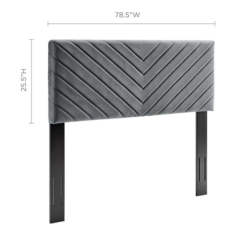 Jute Angular Channel Tufted Performance Velvet King / California King Headboard in Charcoal