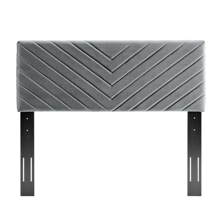 Alyson Angular Channel Tufted Performance Velvet King / California King Headboard in Charcoal