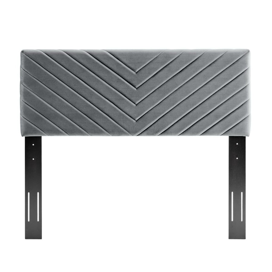 Jute Angular Channel Tufted Performance Velvet King / California King Headboard in Charcoal