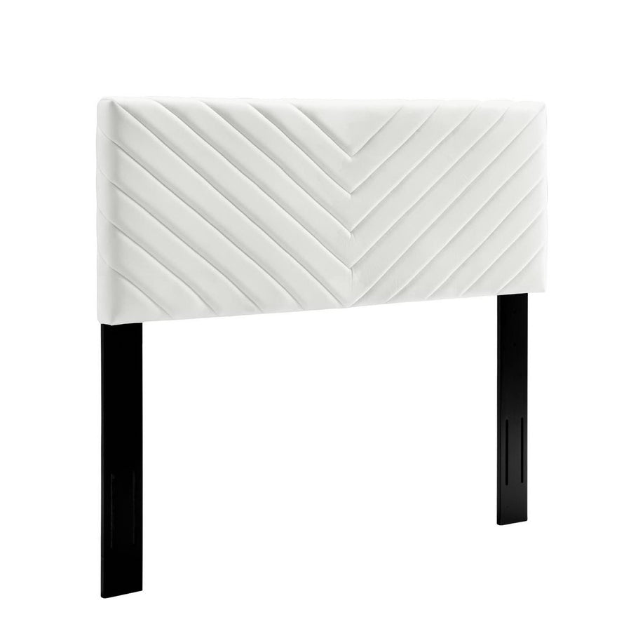 Jute Angular Channel Tufted Performance Velvet King / California King Headboard in White