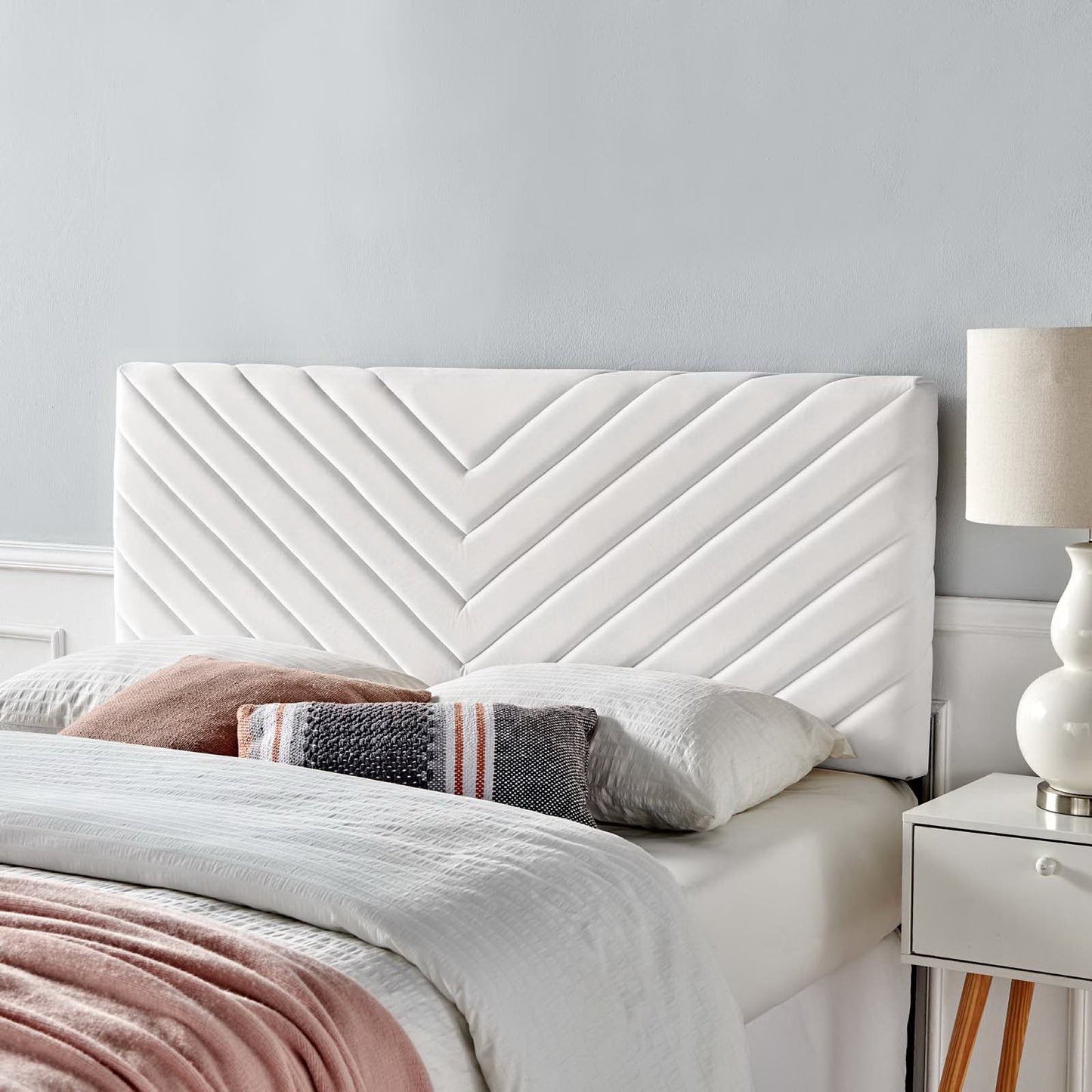 Alyson Angular Channel Tufted Performance Velvet King / California King Headboard by Furniture For America