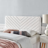 Jute Angular Channel Tufted Performance Velvet King / California King Headboard in White