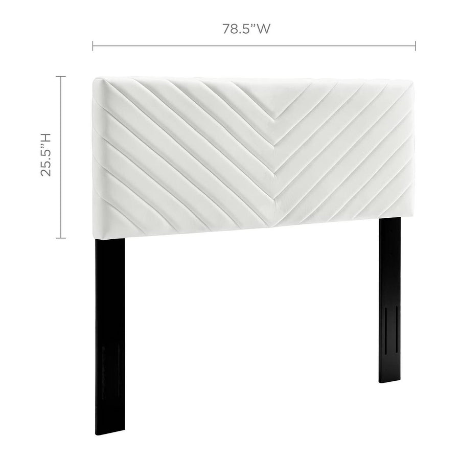 Jute Angular Channel Tufted Performance Velvet King / California King Headboard in White