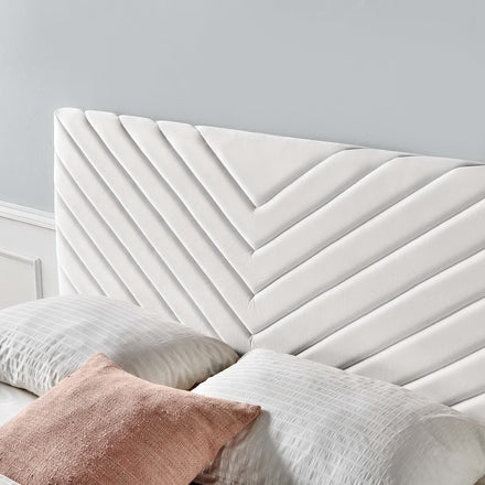 Alyson Angular Channel Tufted Performance Velvet King / California King Headboard in White