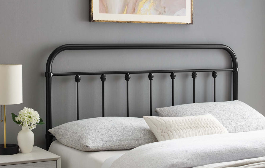 Paisley Metal Twin Headboard in Black
