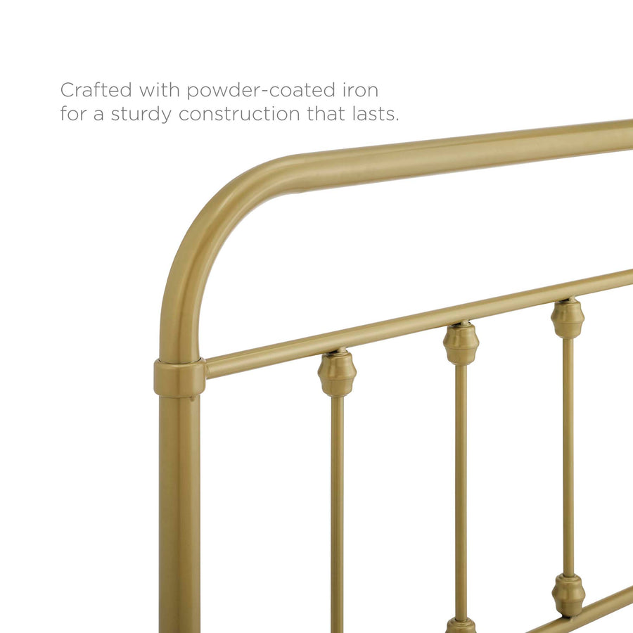 Paisley Metal Twin Headboard in Gold