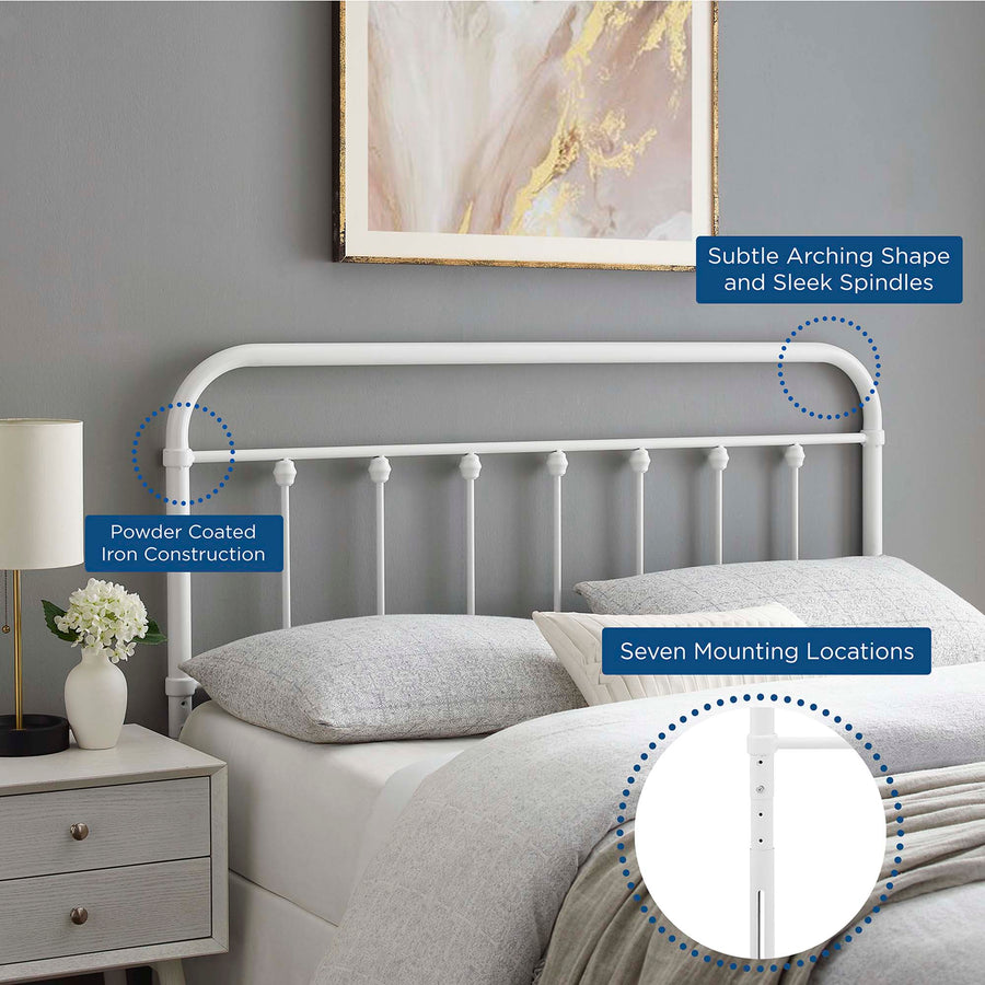 Paisley Metal Full Headboard in White