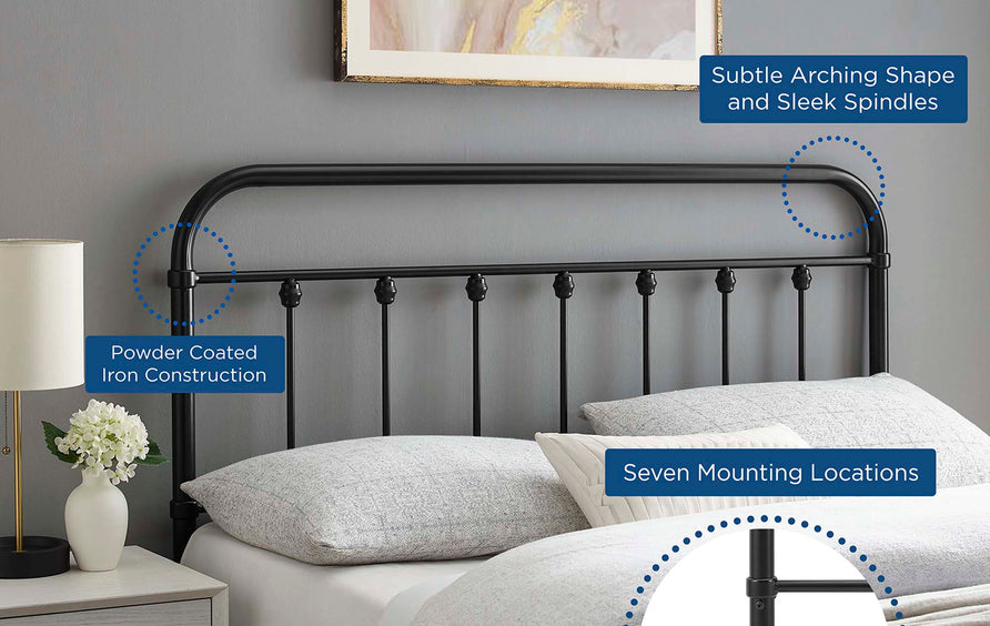 Paisley Metal Queen Headboard in Black