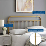 Paisley Metal Queen Headboard in Gold