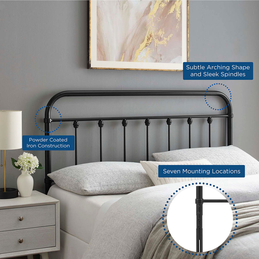Paisley Metal King Headboard in Black