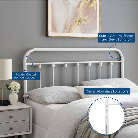 Sage Metal King Headboard in White