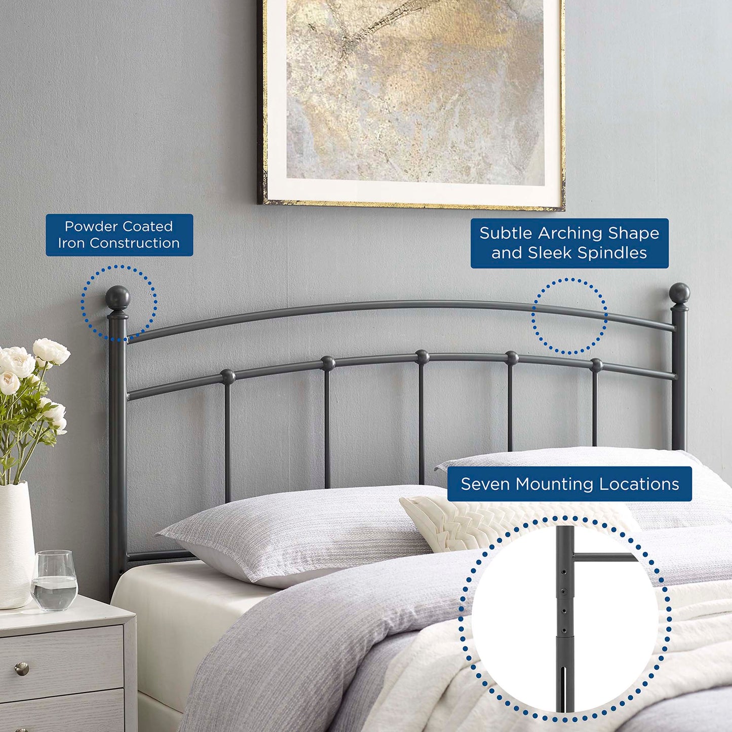 Abigail Metal Twin Headboard by Furniture For America