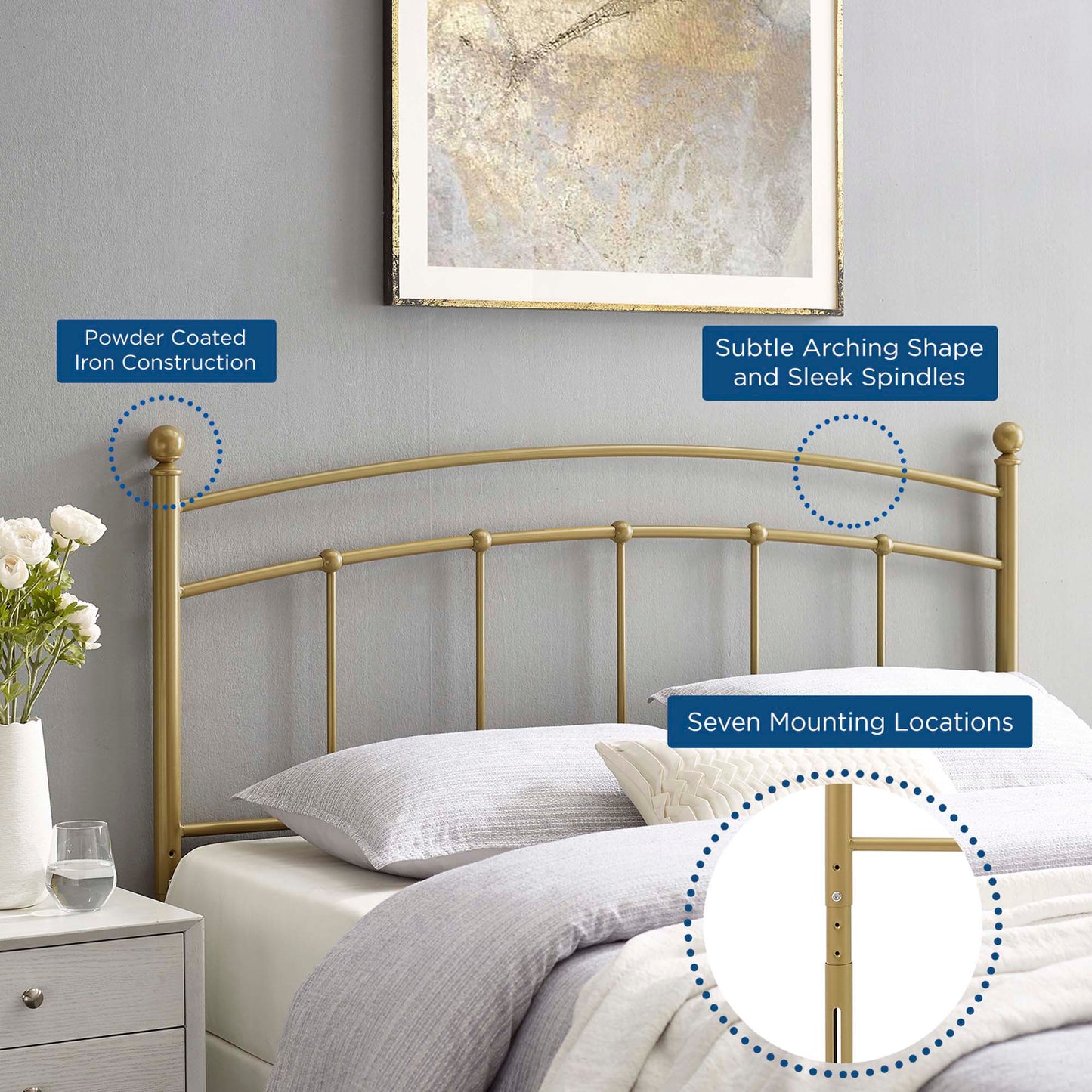 Abigail Metal Full Headboard by Furniture For America