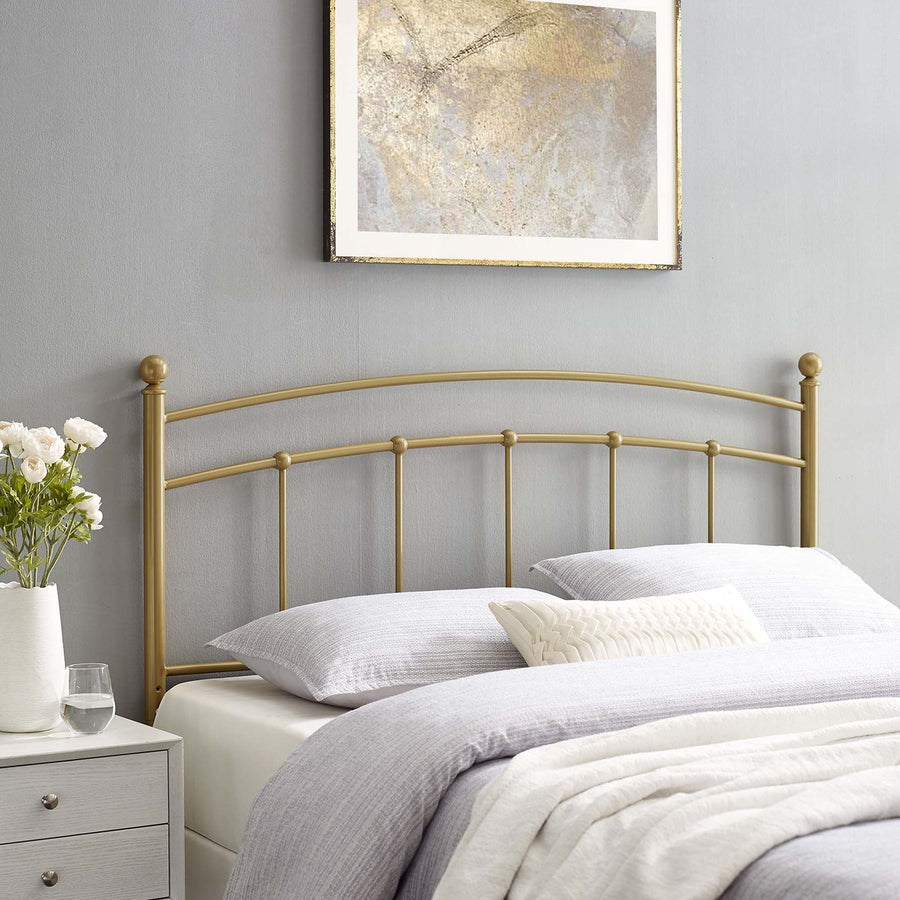 Estate Metal Queen Headboard in Gold