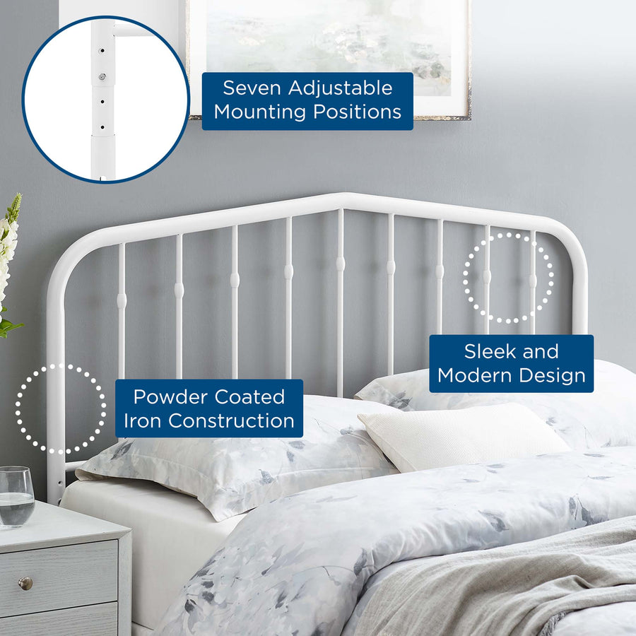 Forge Metal Full Headboard in White