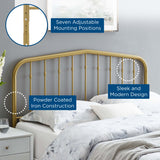 Forge Metal Queen Headboard in Gold