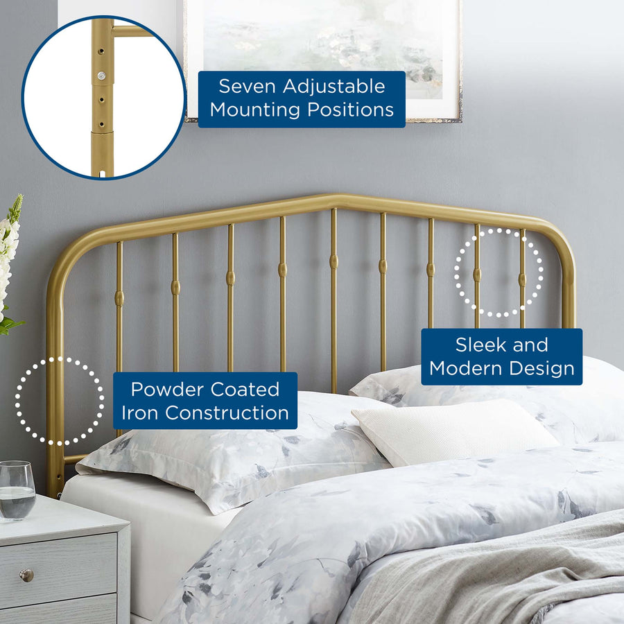 Forge Metal Queen Headboard in Gold