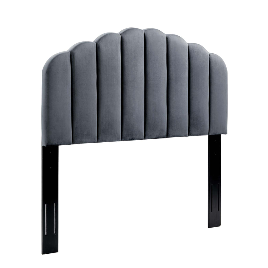Jovie Performance Velvet Twin Headboard in Charcoal