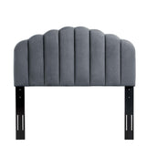 Jovie Performance Velvet Twin Headboard in Charcoal
