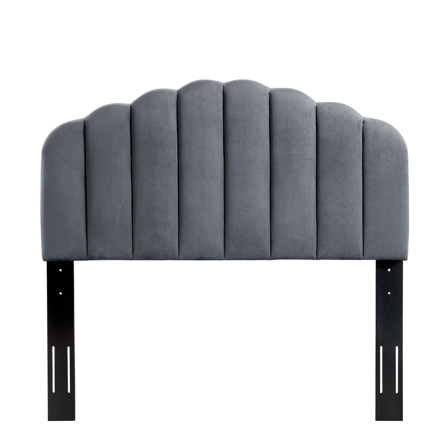 Jovie Performance Velvet Twin Headboard in Charcoal