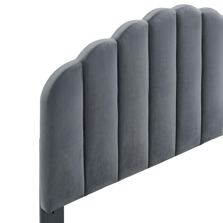 Jovie Performance Velvet Twin Headboard in Charcoal