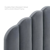 Jovie Performance Velvet Twin Headboard in Charcoal