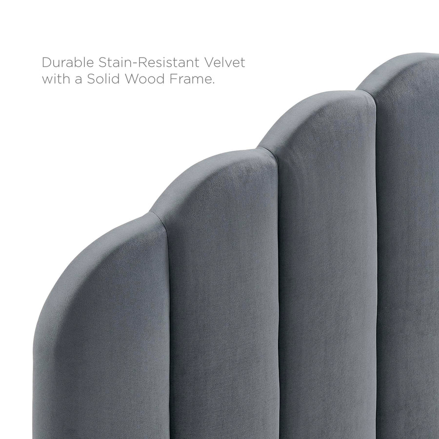 Jovie Performance Velvet Twin Headboard in Charcoal