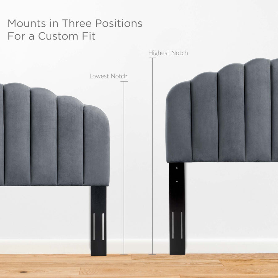 Jovie Performance Velvet Twin Headboard in Charcoal