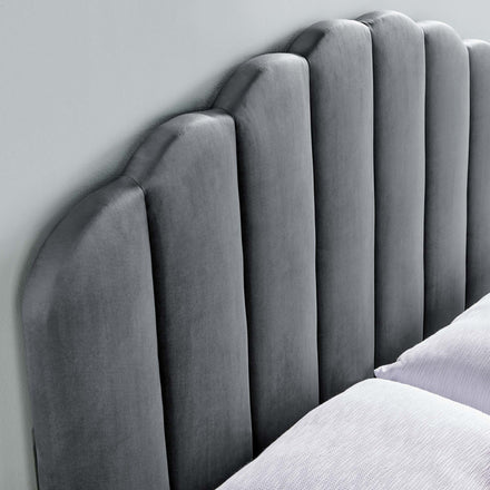 Veronique Performance Velvet Twin Headboard in Charcoal