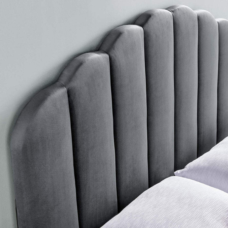 Jovie Performance Velvet Twin Headboard in Charcoal