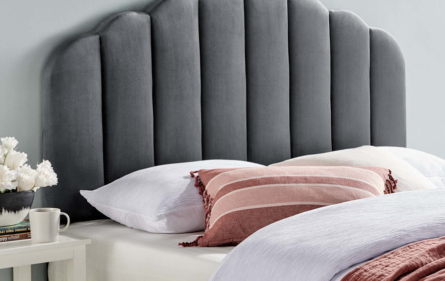 Jovie Performance Velvet Twin Headboard in Charcoal