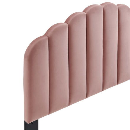 Veronique Performance Velvet Twin Headboard in Dusty Rose