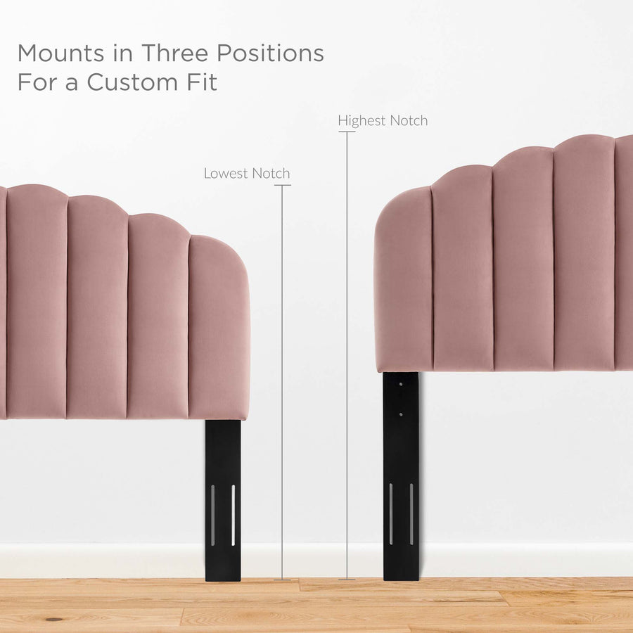 Jovie Performance Velvet Twin Headboard in Dusty Rose