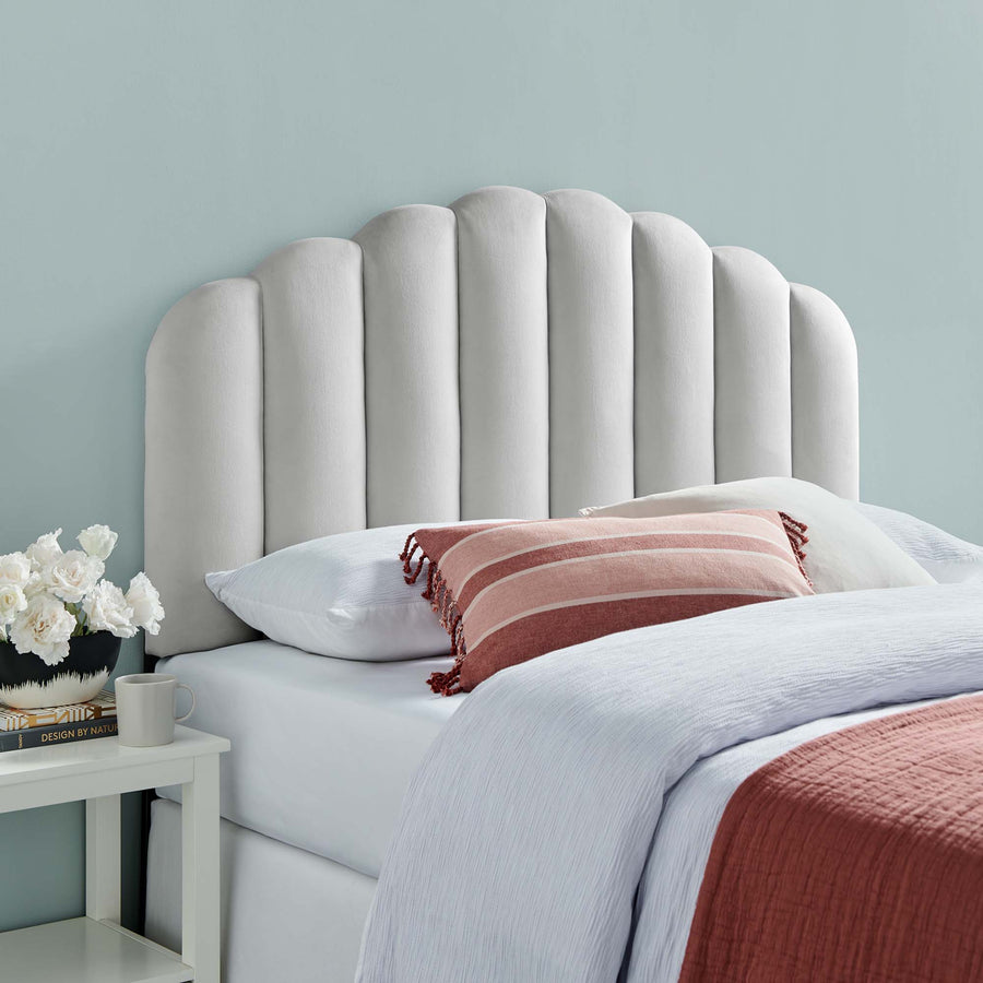 Jovie Performance Velvet Full/Queen Headboard in Light Gray
