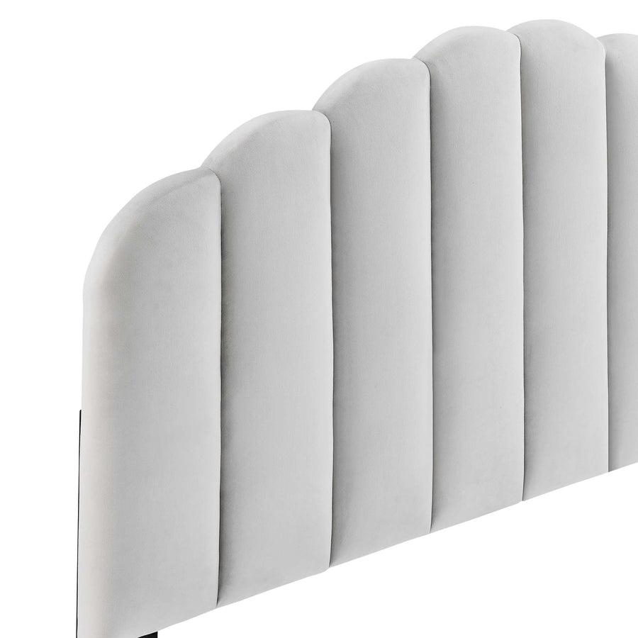 Jovie Performance Velvet Full/Queen Headboard in Light Gray