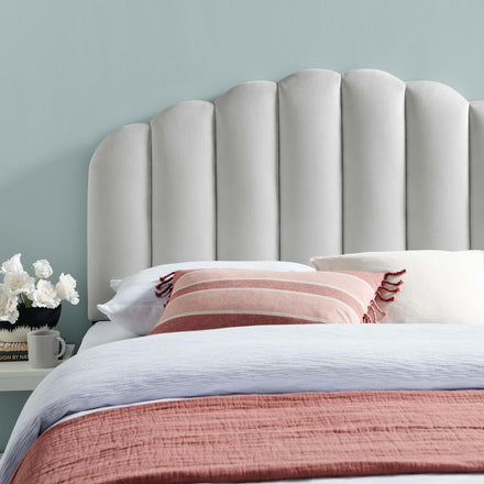 Veronique Performance Velvet Full/Queen Headboard in Light Gray