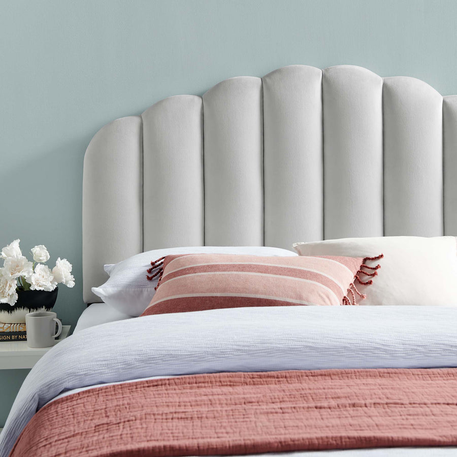 Jovie Performance Velvet Full/Queen Headboard in Light Gray