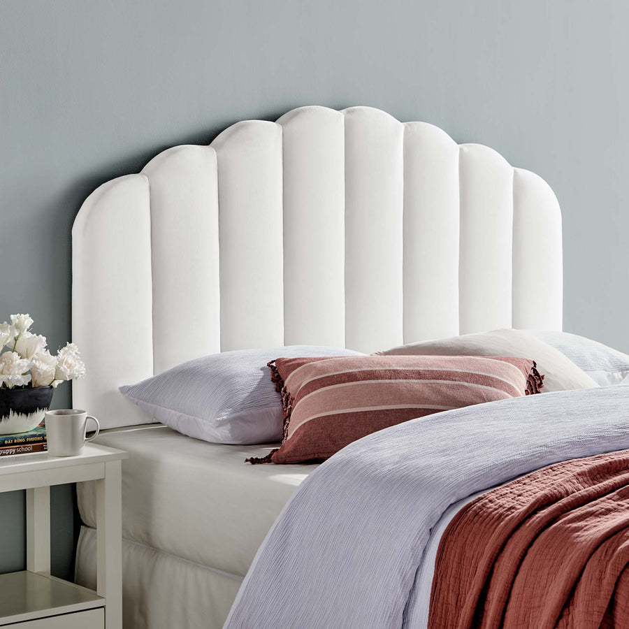 Jovie Performance Velvet Full/Queen Headboard in White