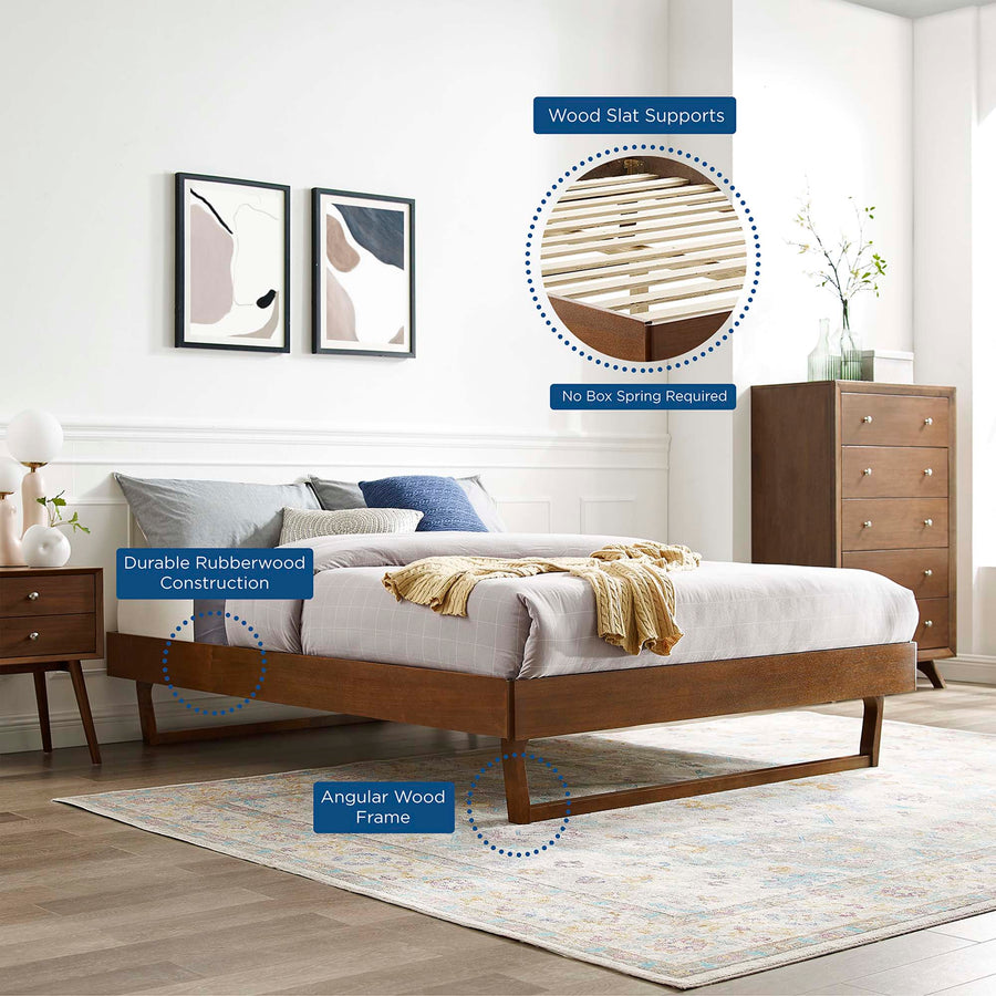 Terrace Wood Twin Platform Bed Frame in Walnut