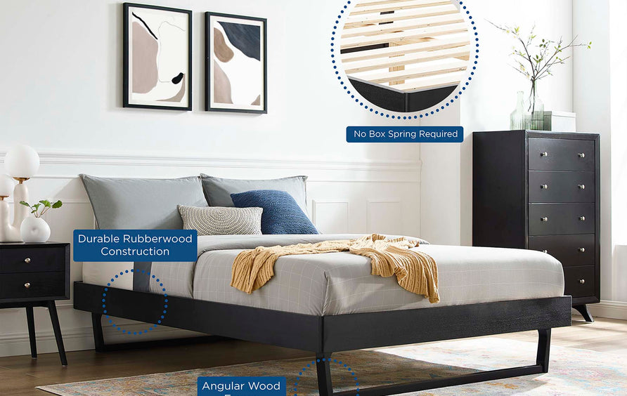 Terrace Wood Full Platform Bed Frame in Black