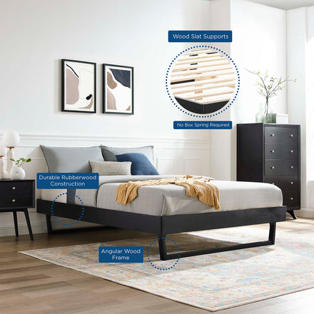 Billie Wood Full Platform Bed Frame in Black