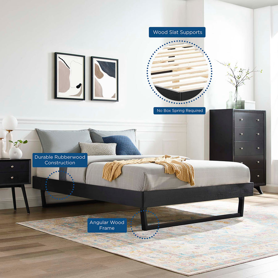 Terrace Wood Full Platform Bed Frame in Black