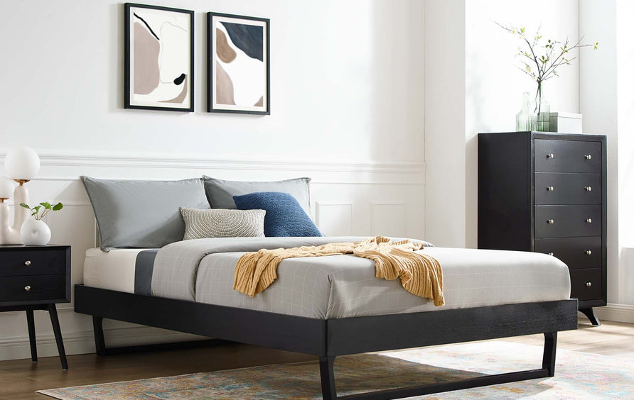 Terrace Wood Full Platform Bed Frame in Black