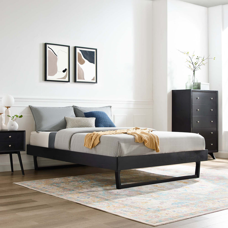 Terrace Wood Full Platform Bed Frame in Black