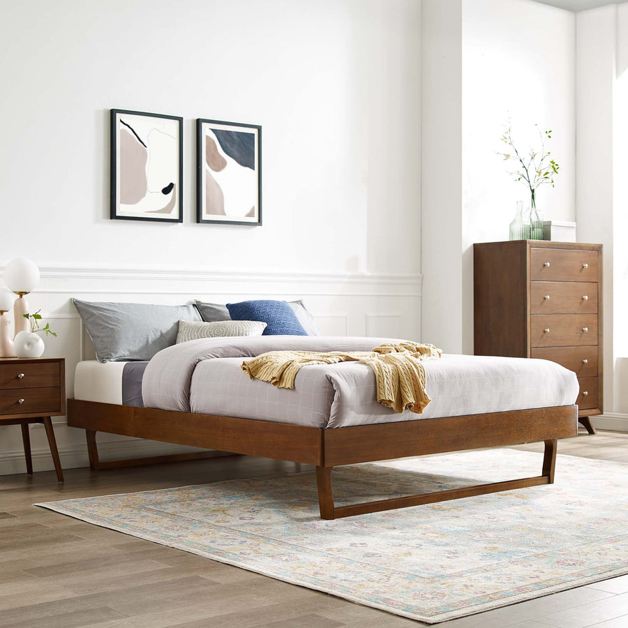 Terrace Wood King Platform Bed Frame in Walnut