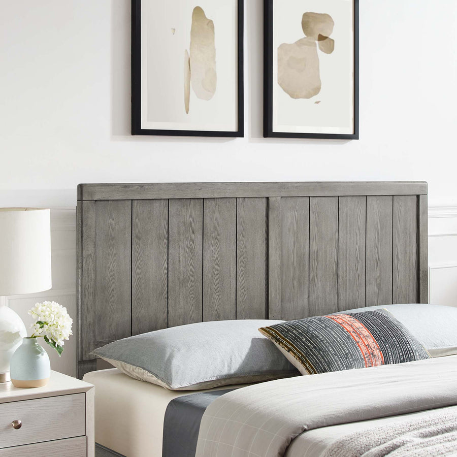 Gingham Wood Twin Headboard in Gray
