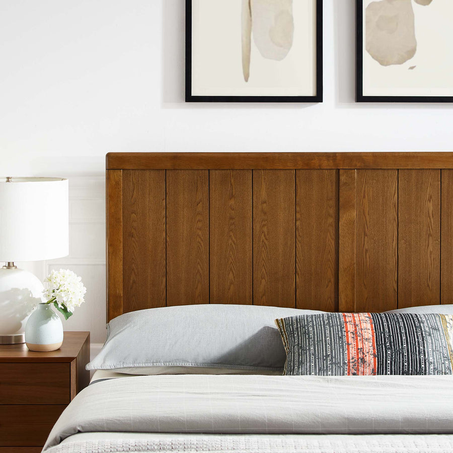 Gingham Wood Twin Headboard in Walnut