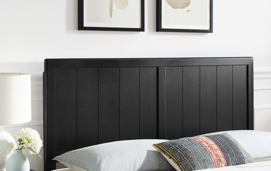 Gingham Wood Full Headboard in Black